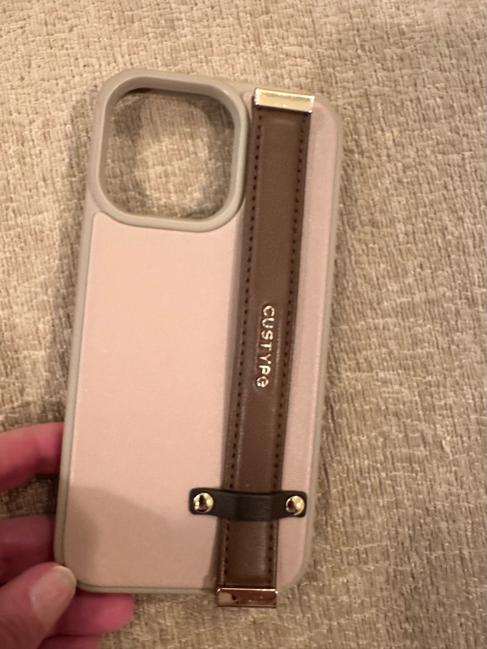 14 pro max iPhone case tan with hand strap